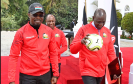File image of President William Ruto with Sports CS Ababu Namwamba.